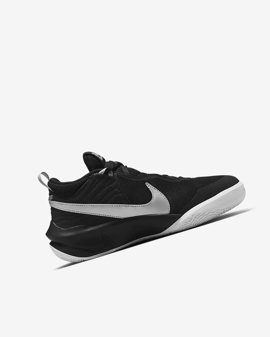 Nike Team Hustle D 10 Basketsko Jente Svarte Hvite Metal Sølv | NO1107