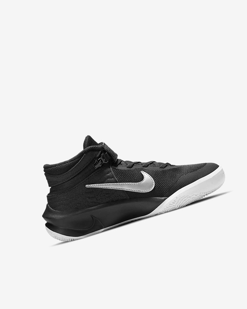 Nike Team Hustle D 10 FlyEase Basketsko Jente Svarte Hvite Metal Sølv | NO4683