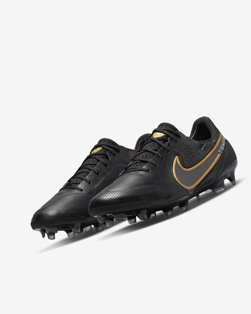 Nike Tiempo Legend 9 Elite FG Fotballsko Dame Svarte Mørke Grå Metal Gull Metal Mørke Grå | NO3055