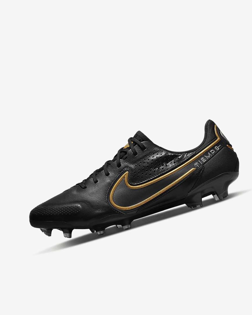 Nike Tiempo Legend 9 Elite FG Fotballsko Dame Svarte Mørke Grå Metal Gull Metal Mørke Grå | NO3055