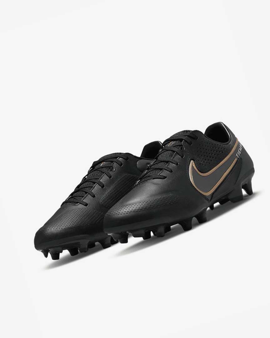 Nike Tiempo Legend 9 Pro FG Fotballsko Herre Svarte Grå Metal Gull | NO4794