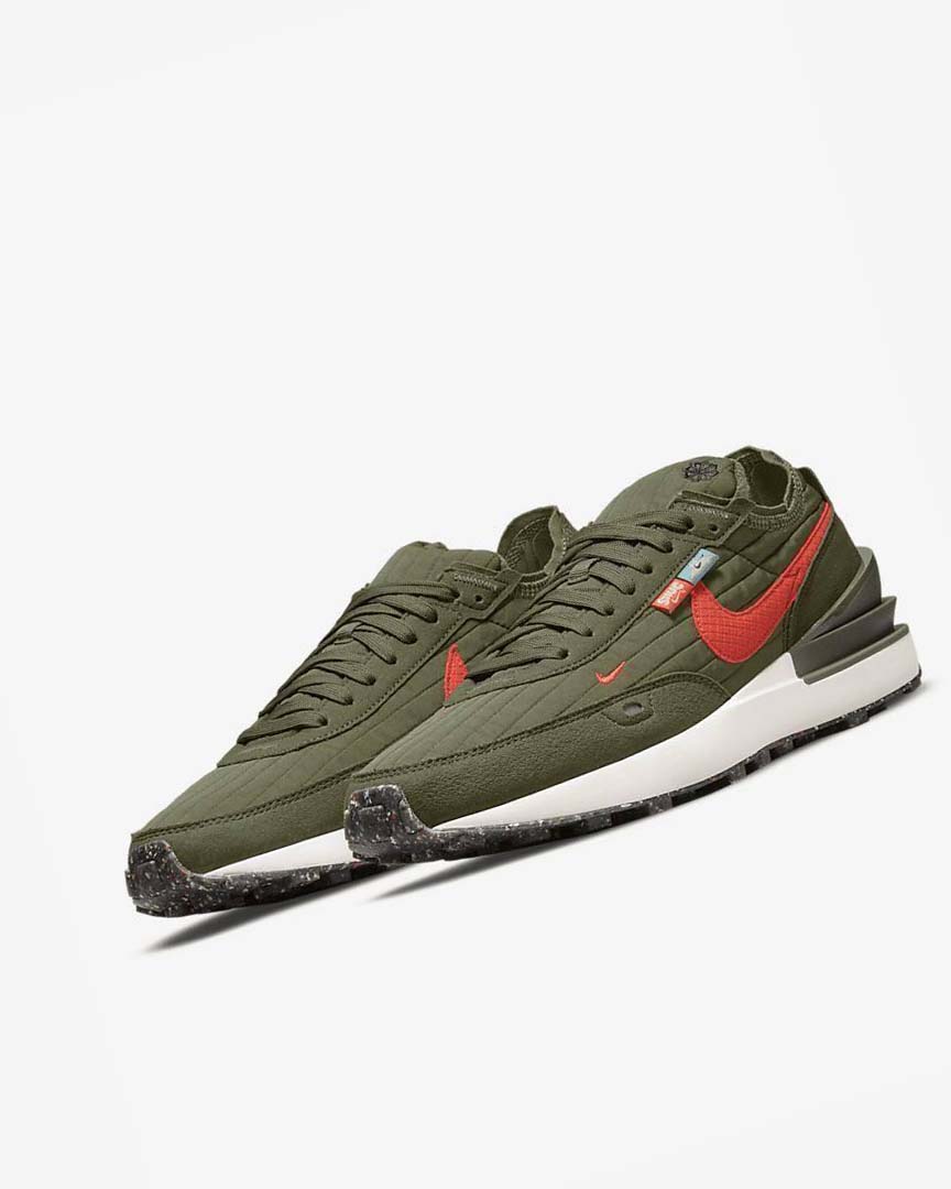 Nike Waffle One Premium Joggesko Herre Olivengrønne Svarte Oransje | NO3237