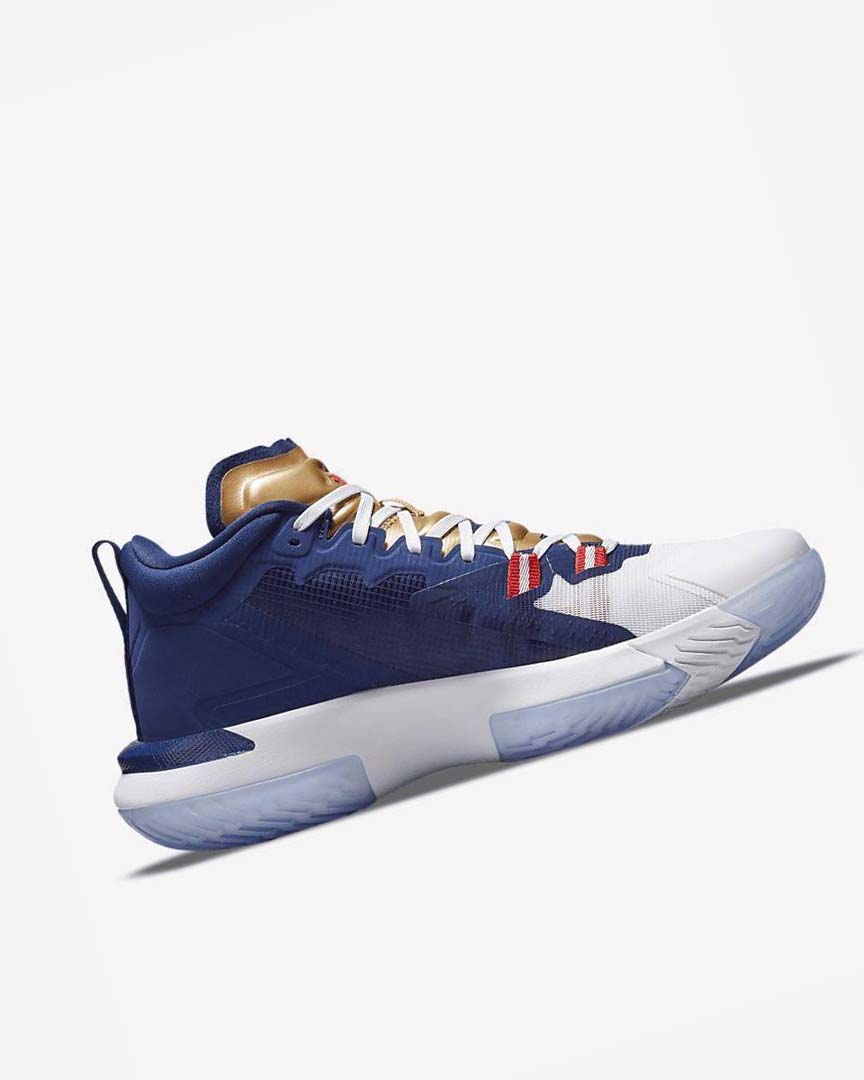 Nike Zion 1 Basketsko Herre Blå Hvite Metal Gull | NO5543