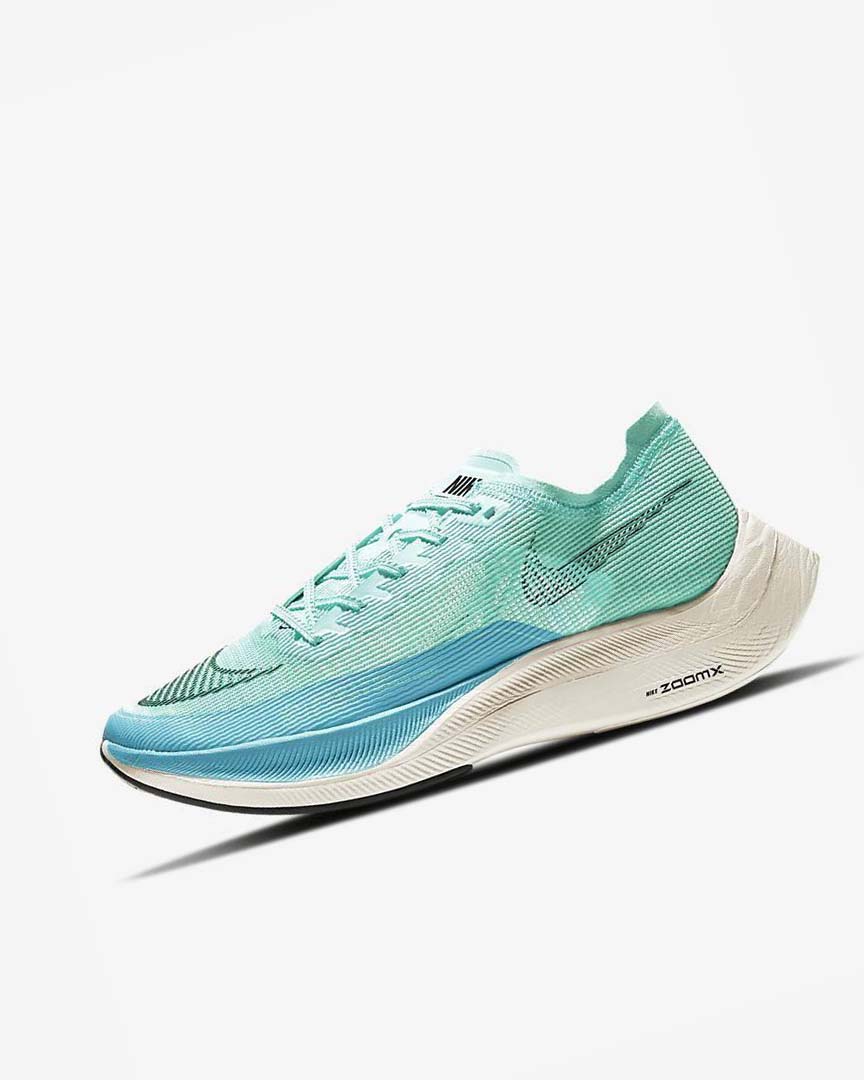 Nike ZoomX Vaporfly Next% 2 Løpesko Vei Herre Grønn Blå Hvite Svarte | NO2312