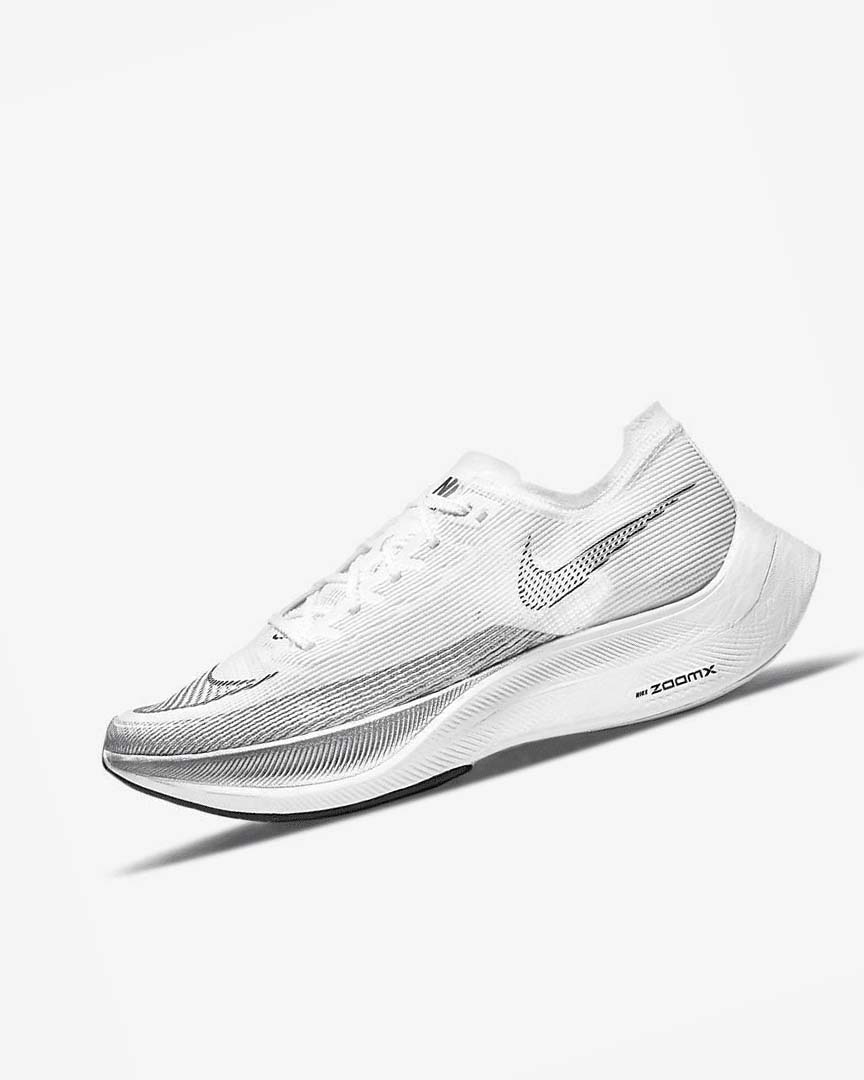 Nike ZoomX Vaporfly Next% 2 Løpesko Vei Herre Hvite Metal Sølv Svarte | NO2518