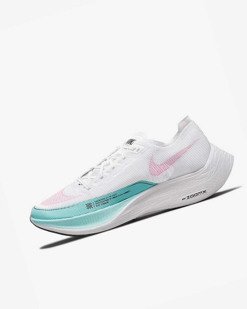 Nike ZoomX Vaporfly Next% 2 Løpesko Vei Herre Hvite Turkis Rosa | NO5026