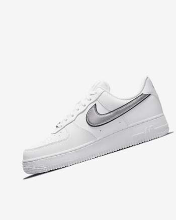 Nike Air Force 1 '07 Essential Joggesko Dame Hvite Svarte Metal Sølv | NO2536