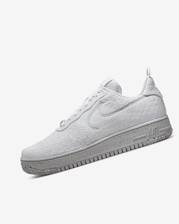 Nike Air Force 1 Crater Flyknit Next Nature Joggesko Herre Hvite Hvite Platina Hvite | NO5280