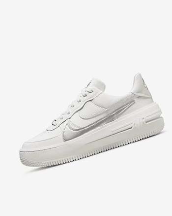 Nike Air Force 1 PLT.AF.ORM Joggesko Dame Hvite Grå Metal Sølv | NO3007