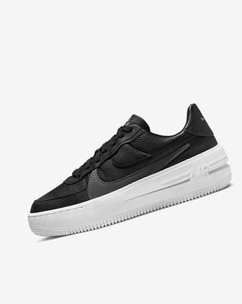 Nike Air Force 1 PLT.AF.ORM Joggesko Dame Svarte Hvite Svarte Mørke Grå | NO4595