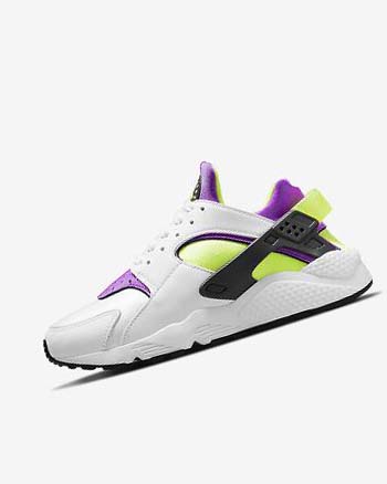 Nike Air Huarache Joggesko Dame Hvite Svarte Gul | NO2833