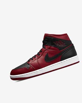 Nike Air Jordan 1 Mid Joggesko Herre Rød Hvite Svarte | NO2277