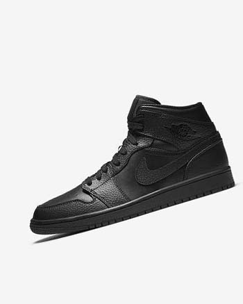 Nike Air Jordan 1 Mid Joggesko Herre Svarte Svarte Svarte | NO5606