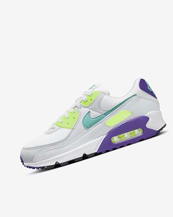 Nike Air Max 90 Fritidssko Dame Hvite Hvite Platina Turkis | NO2641