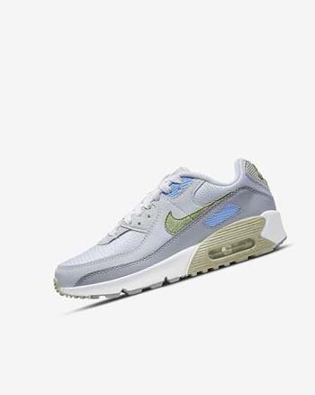 Nike Air Max 90 Fritidssko Gutt Hvite Blå Grå | NO1169