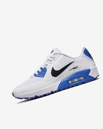 Nike Air Max 90 G Golfsko Dame Hvite Blå Platina Svarte | NO3016