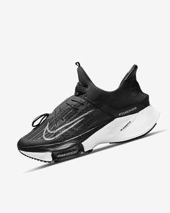 Nike Air Zoom Tempo NEXT% FlyEase Løpesko Vei Dame Svarte Hvite Svarte Hvite | NO4648