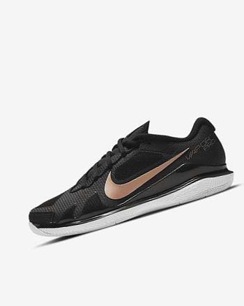 Nike Court Air Zoom Vapor Pro Tennis Sko Dame Svarte Hvite Metal Rød Brune | NO2774