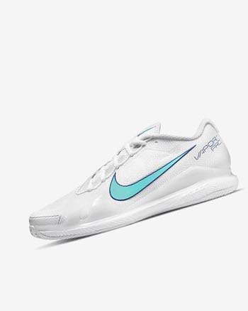 Nike Court Air Zoom Vapor Pro Tennis Sko Herre Hvite Lyse Beige Dyp Kongeblå Blå Turkis | NO4580