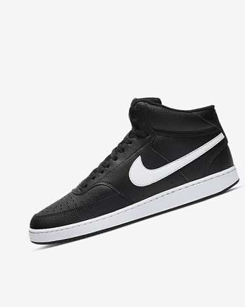 Nike Court Vision Mid Joggesko Herre Svarte Hvite | NO2860