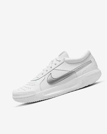 Nike Court Zoom Lite 3 Tennis Sko Dame Hvite Metal Sølv | NO4848