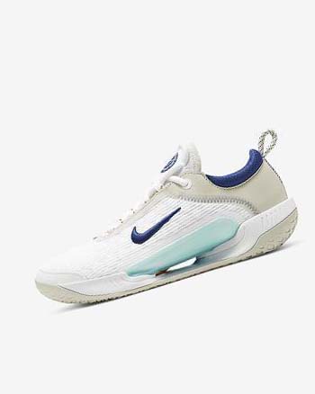 Nike Court Zoom NXT Tennis Sko Herre Hvite Lyse Beige Turkis Dyp Kongeblå Blå | NO5463