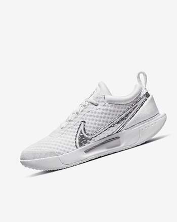 Nike Court Zoom Pro Tennis Sko Dame Hvite Metal Sølv | NO5250