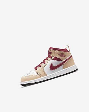 Nike Jordan 1 Mid Sko Gutt Hvite Svarte Hvite Rød Dyp Gul | NO4804