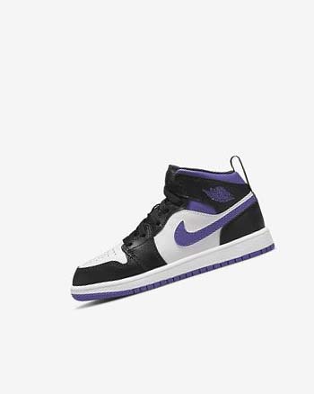 Nike Jordan 1 Mid Sko Gutt Svarte Hvite Mørke | NO2610