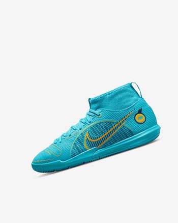 Nike Jr. Mercurial Superfly 8 Academy IC Fotballsko Jente Blå Oransje | NO5412