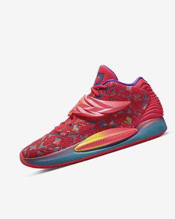 Nike KD14 Basketsko Dame Rød Gul Lilla Grønn | NO2969