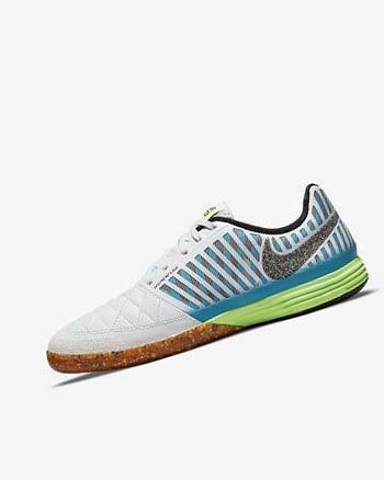 Nike Lunar Gato II IC Fotballsko Herre Hvite Lyse Blå Svarte Svarte | NO2740