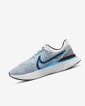 Nike React Infinity Run Flyknit 3 Løpesko Vei Herre Hvite Blå Blå Svarte | NO5094