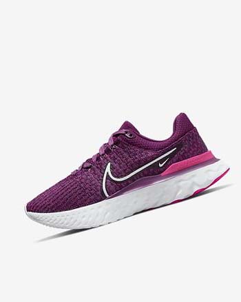 Nike React Infinity Run Flyknit 3 Løpesko Vei Dame Lyse Burgunder Rosa Hvite | NO5524