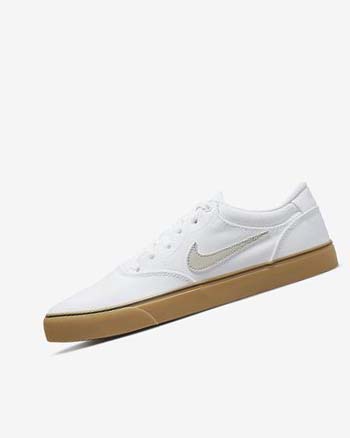 Nike SB Chron 2 Canvas Skatesko Dame Hvite Hvite Lyse Brune Lyse Beige | NO2827