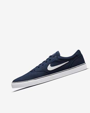 Nike SB Chron 2 Canvas Skatesko Dame Marineblå Marineblå Svarte Hvite | NO5427