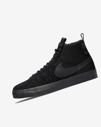 Nike SB Zoom Blazer Mid PRM Skatesko Dame Svarte Mørke Grå Svarte Svarte | NO5007