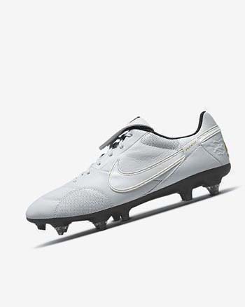 Nike The Premier 3 SG-PRO Anti-Clog Traction Fotballsko Herre Platina Svarte Metal Gull Hvite | NO2611