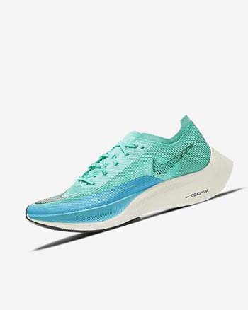 Nike ZoomX Vaporfly Next% 2 Løpesko Vei Dame Grønn Blå Hvite Svarte | NO2961