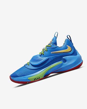 Nike Zoom Freak 3 Basketsko Dame Blå Hvite Rød Svarte | NO2676