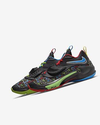 Nike Zoom Freak 3 Basketsko Dame Svarte Hvite Rød Grønn | NO5335